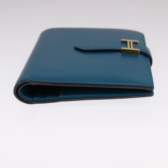 HERMES Bearn Compact Wallet Leather Blue Auth 108926 - Picture 6 of 16